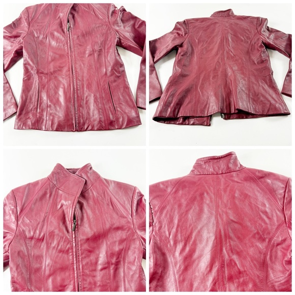 🪩 267. SIENA women’s small wine red leather jacket full zip - Picture 12 of 12
